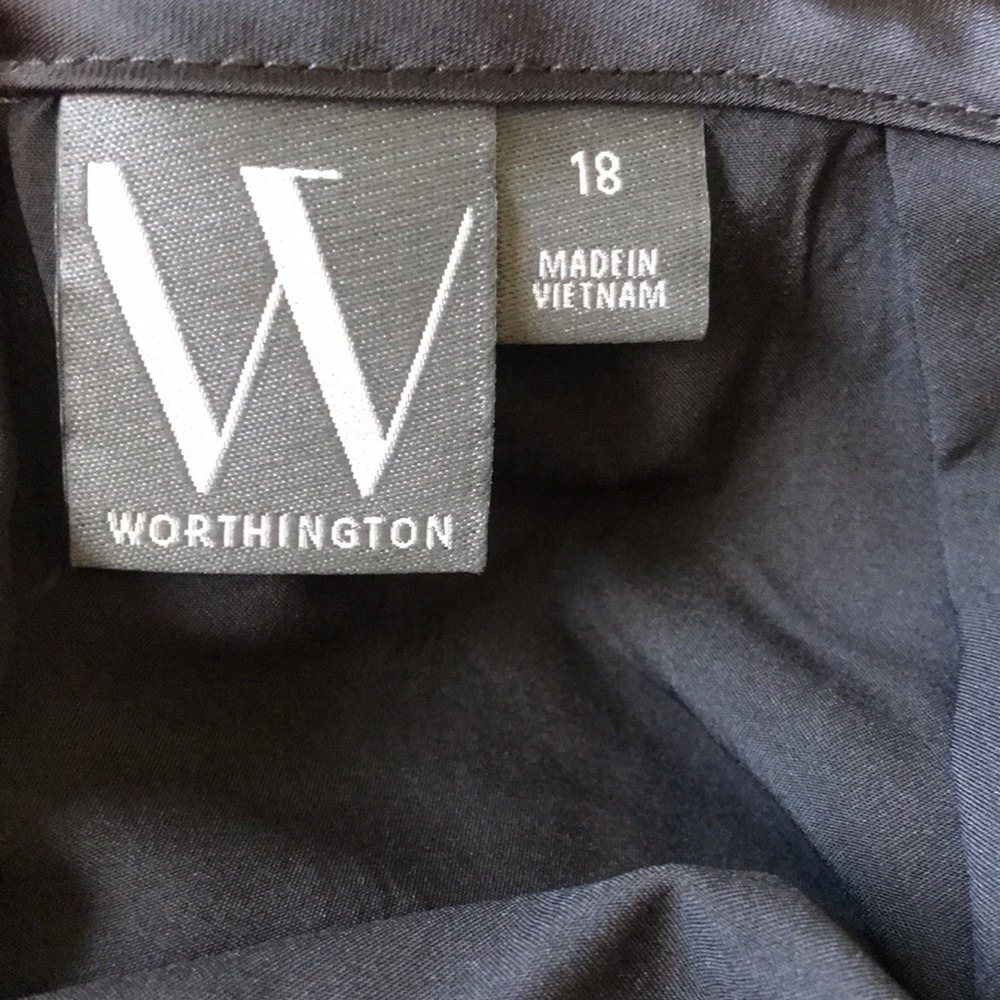 Worthington Women's 18 Pencil Skirt Black Floral Sequined Sheer Hem Midi NEW - Picture 9 of 11